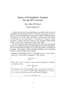 Basics of Probabilistic Analysis for the APC