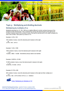 Topic 5: Multiplying and dividing decimals