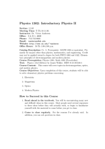 Physics 1302: Introductory Physics II