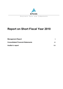 EPCOS AG: Report on Short Fiscal Year 2010