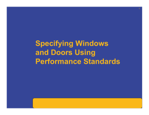 Specifying Windows and Doors Using Performance Standards