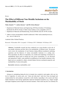 The Effect of Different Non-Metallic Inclusions on the Machinability of