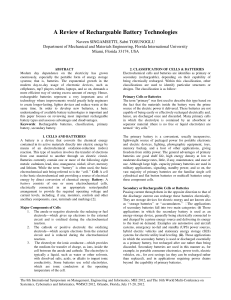 A Review of Rechargeable Battery Technologies