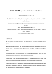 Model of PE-CVD apparatus : Verification and Simulations