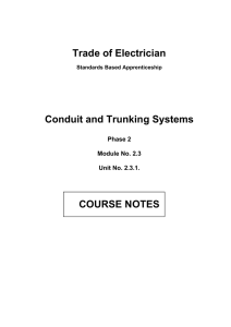 Trade of Electrician Conduit and Trunking Systems COURSE NOTES