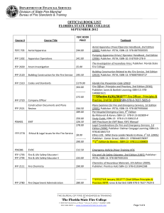 Division of State Fire Marshal OFFICIALBOOK LIST SEPTEMBER