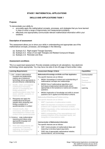 STAGE 1 MATHEMATICAL APPLICATIONS SKILLS AND