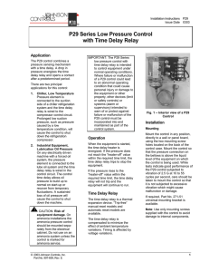 P29 Series Low Pressure Cutout Control with Time Delay Relay