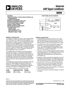 AD698 Universal LVDT Signal Conditioner Data Sheet, Revision B