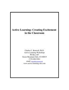 Active Learning: Creating Excitement in the Classroom