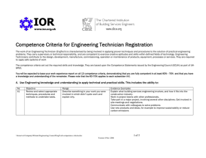 Competence Criteria for Engineering Technician Registration