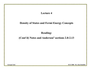 Lecture 4 Density of States and Fermi Energy Concepts Reading