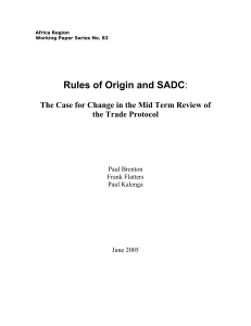 Rules of Origin and SADC
