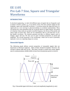 EE 1105 Pre-‐Lab 7 Sine, Square and Triangular Waveforms