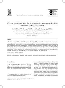Critical behaviour near the ferromagnetic—paramagnetic phase