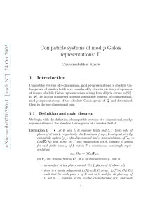 Compatible Systems Of Mod P Galois Representations Ii