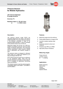 Pressure Sensors for Mobile Hydraulics,with internal diaphragm for