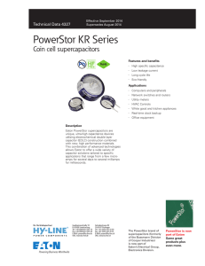 PowerStor KR Series Coin Cell Supercapacitor Data Sheet # 4327