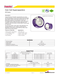 KW Series PowerStor Coin Cell Supercapacitor Data Sheet