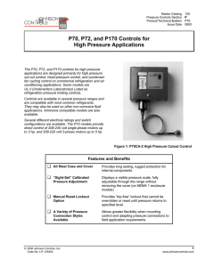 P70, P72, and P170 Controls for High Pressure Applications Product