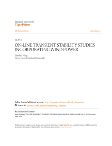 on-line transient stability studies incorporating wind