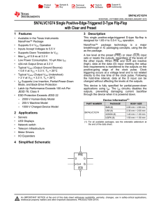 SN74LVC1G74 Single Positive-Edge-Triggered D-Type Flip