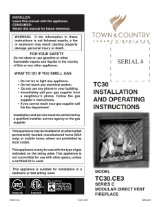 SERIAL # TC30 INSTALLATION AND OPERATING INSTRUCTIONS