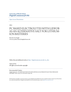 pc based electrolytes with lidfob as an alternative salt for lithium