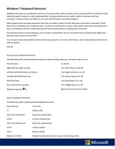 Windows 7 Keyboard Shortcuts