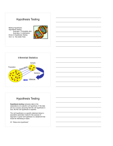 Hypothesis Testing Hypothesis Testing