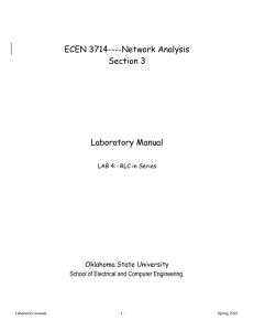 ECEN 3714----Network Analysis Section 3 Laboratory Manual