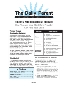 Issue 75 – Children with Challenging Behavior