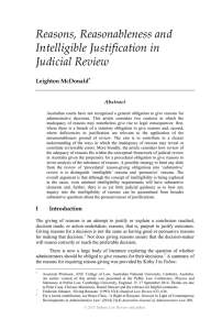 Reasons, Reasonableness and Intelligible Justification in Judicial