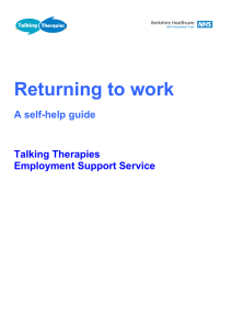 Returning to work - Talking Therapies