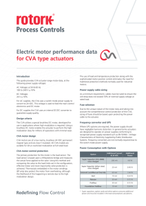 Electric motor performance data for CVA type actuators