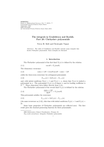 The integrals in Gradshteyn and Ryzhik. Part 29: Chebyshev