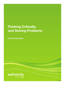 Thinking Critically and Solving Problems