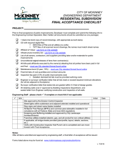 residential subdivision final acceptance checklist