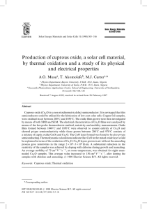 Production of cuprous oxide, a solar cell material, by thermal