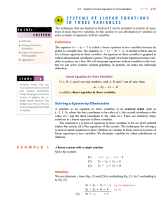 4.3 Systems of Linear Equations in Three Variables
