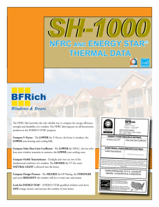 NFRC aNd ENERGY STaR® THERMaL daTa