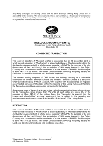 wheelock and company limited connected transaction