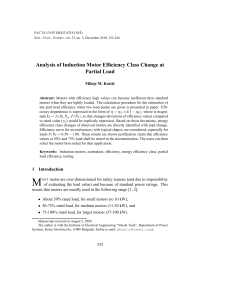 Analysis of Induction Motor Efficiency Class Change at Partial Load