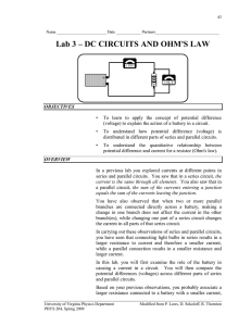 Lab 3 – DC CIRCUITS AND OHM`S LAW