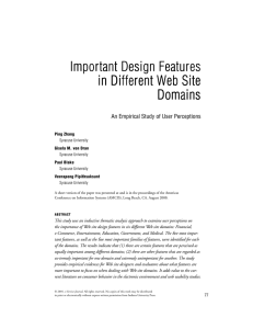 Important Design Features in Different Web Site Domains