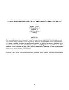 application of copper-nickel alloys for seawater service