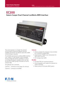 Eaton`s Cooper Dual-Channel LonWorks BMS Interface