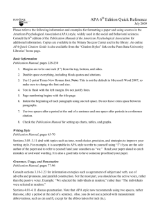 APA 6 Edition Quick Reference