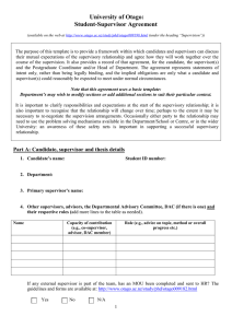 Student-Supervisor Agreement