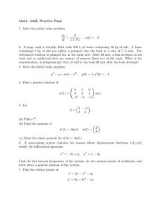 Math. 2403, Practice Final 1. Solve the initial value problem dx dt
